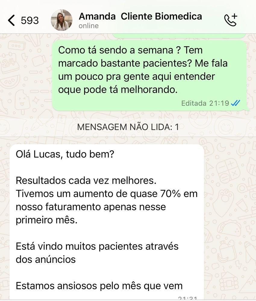Feedback de cliente do setor de biomedicina